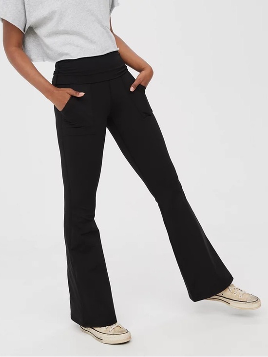 aerie Pants - OFFLINE Aerie the Hugger High Waited Foldover Flare Legging